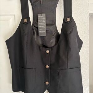 Black Button-Up Women's Vest